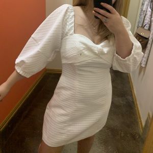 white puff sleeve dress